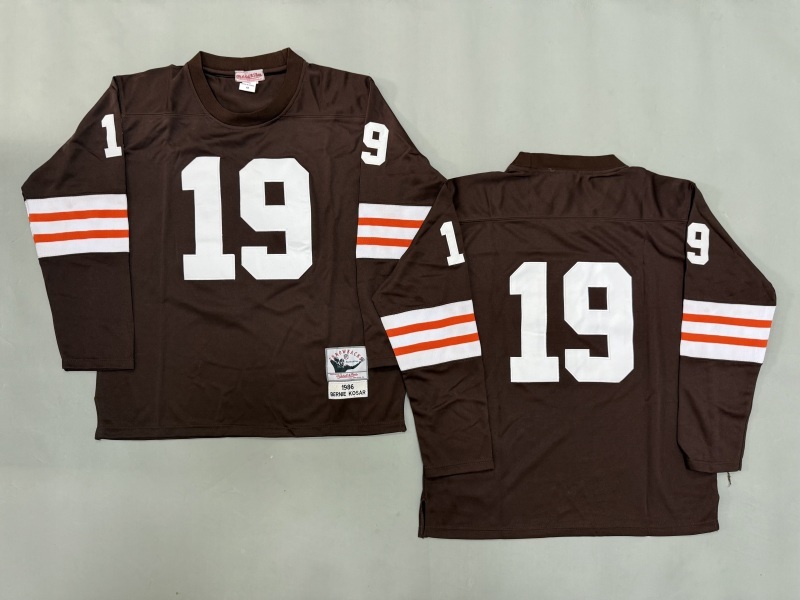 Men 2025 Cleveland Browns 19 Kosar brown Throwback Limited NFL Jersey style 002